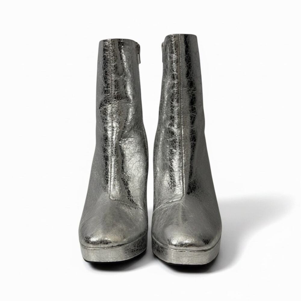 REPORT Joaquin Silver Metallic Platform Boots Women's Chunky Block Heel Sz 10 - Picture 7 of 9